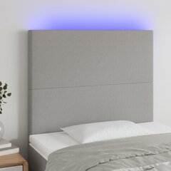 vidaXL gultas galvgalis ar LED, 90x5x118/128 cm, gaiši pelēks audums цена и информация | Кровати | 220.lv