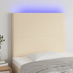 vidaXL gultas galvgalis ar LED, 80x5x118/128 cm, krēmkrāsas audums cena un informācija | Gultas | 220.lv