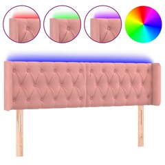 vidaXL gultas galvgalis ar LED, 147x16x78/88 cm, rozā samts цена и информация | Кровати | 220.lv