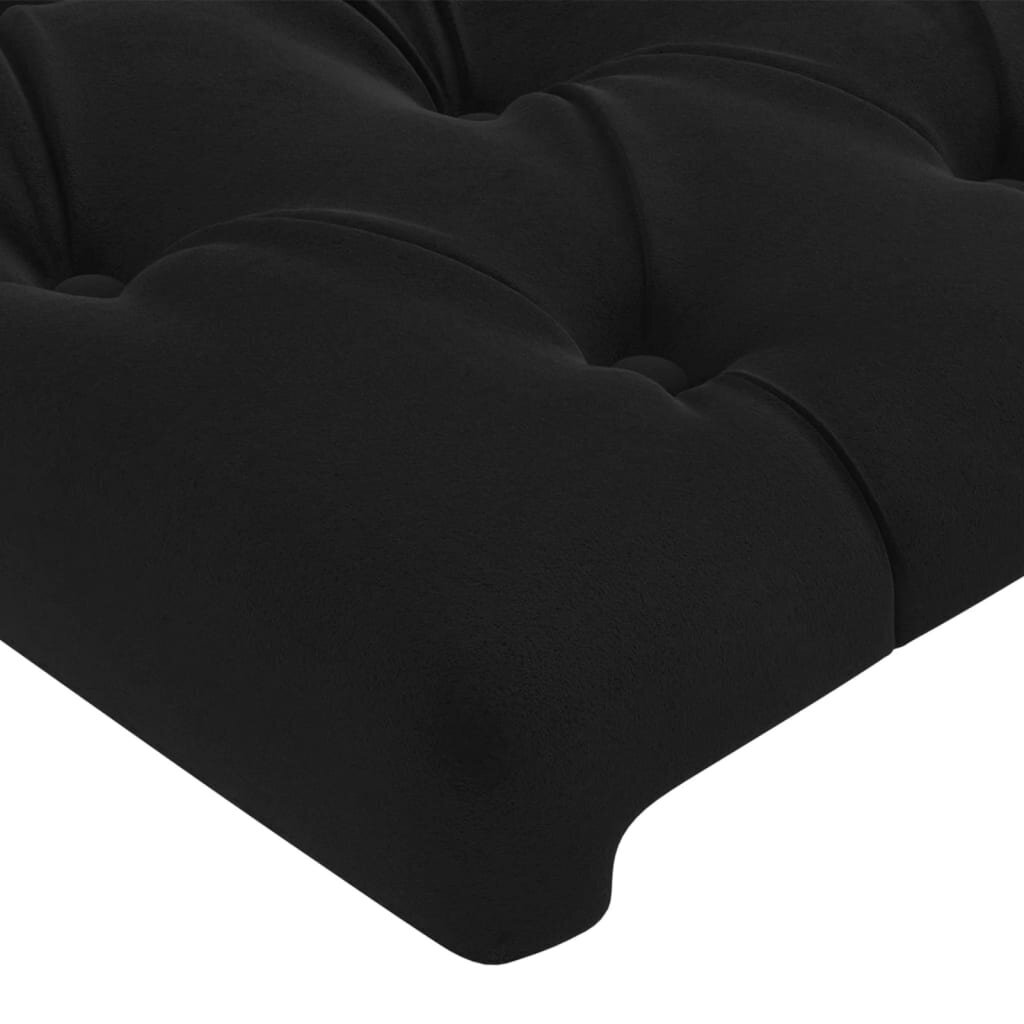vidaXL gultas galvgalis ar LED, 163x16x78/88 cm, melns samts cena un informācija | Gultas | 220.lv