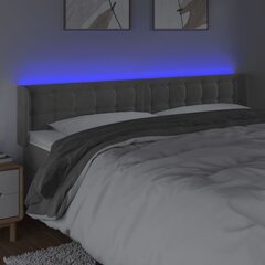 vidaXL gultas galvgalis ar LED, 163x16x78/88 cm, gaiši pelēks samts цена и информация | Кровати | 220.lv