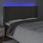 vidaXL gultas galvgalis ar LED, 203x16x118/128 cm, tumši pelēks samts цена и информация | Gultas | 220.lv