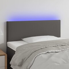 vidaXL gultas galvgalis ar LED, 90x5x78/88 cm, pelēka mākslīgā āda cena un informācija | Gultas | 220.lv