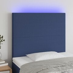 Galvgalis ar LED 80x5x118/128 cm, zils audums cena un informācija | Gultas | 220.lv