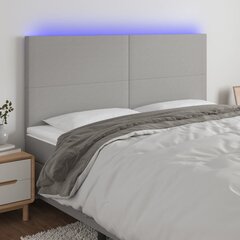 vidaXL gultas galvgalis ar LED, 160x5x118/128 cm, gaiši pelēks audums cena un informācija | Gultas | 220.lv