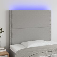 vidaXL gultas galvgalis ar LED, 80x5x118/128 cm, gaiši pelēks audums cena un informācija | Gultas | 220.lv