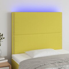 vidaXL gultas galvgalis ar LED, 80x5x118/128 cm, zaļš audums cena un informācija | Gultas | 220.lv