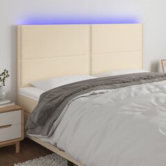 vidaXL gultas galvgalis ar LED, 180x5x118/128 cm, krēmkrāsas audums cena un informācija | Gultas | 220.lv