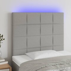 vidaXL gultas galvgalis ar LED, 80x5x118/128 cm, gaiši pelēks audums цена и информация | Кровати | 220.lv