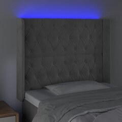 vidaXL gultas galvgalis ar LED, 103x16x118/128 cm, gaiši pelēks samts цена и информация | Кровати | 220.lv