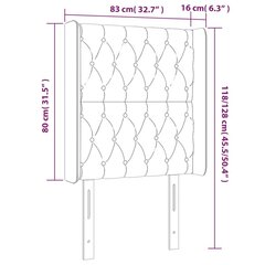 vidaXL gultas galvgalis ar LED, 83x16x118/128 cm, melns samts cena un informācija | Gultas | 220.lv