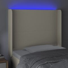 vidaXL gultas galvgalis ar LED, 93x16x118/128 cm, krēmkrāsas cena un informācija | Gultas | 220.lv