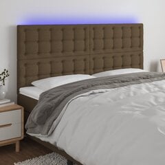 vidaXL gultas galvgalis ar LED, 160x5x118/128 cm, tumši brūns audums cena un informācija | Gultas | 220.lv