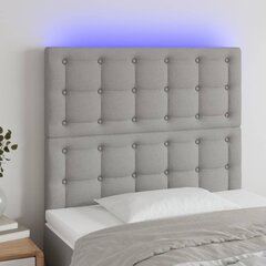 vidaXL gultas galvgalis ar LED, 80x5x118/128 cm, gaiši pelēks audums cena un informācija | Gultas | 220.lv