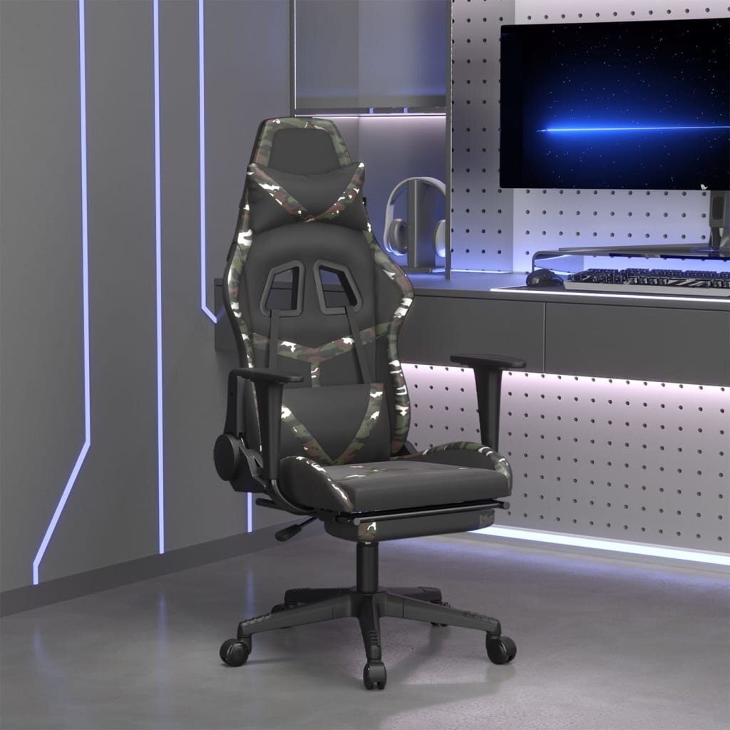 Spēļu krēsls ar kāju balstu, melns цена и информация | Biroja krēsli | 220.lv