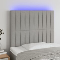 vidaXL gultas galvgalis ar LED, 90x5x118/128 cm, gaiši pelēks audums цена и информация | Кровати | 220.lv
