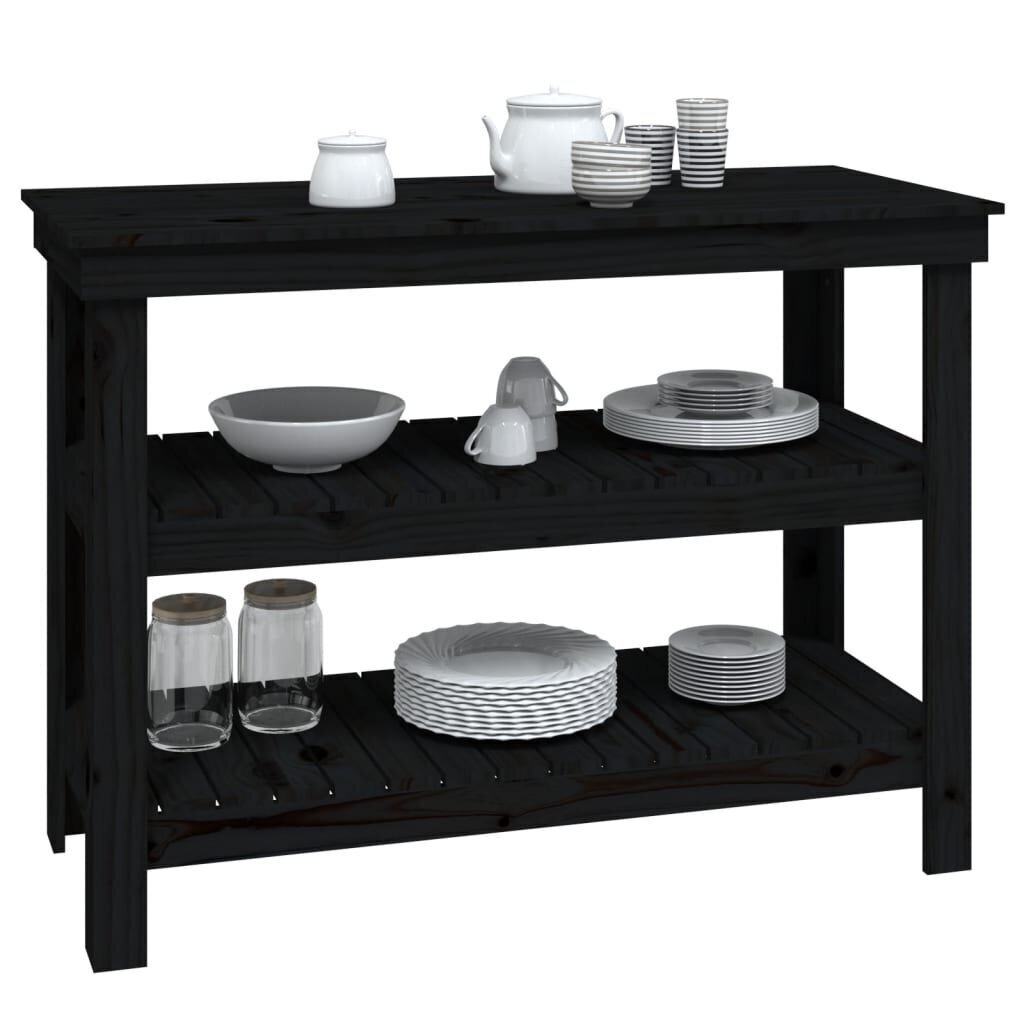 Virtuves galds, 110,5x50x80cm, melns cena un informācija | Virtuves skapīši | 220.lv