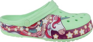 Crocs iešļūcenes meitenēm Fun Lab Unicorn Band Clog, zaļas cena un informācija | Gumijas klogi bērniem | 220.lv