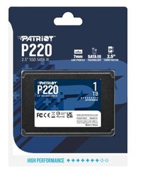 Patriot P220, 1TB (P220S1TB25) cena un informācija | Iekšējie cietie diski (HDD, SSD, Hybrid) | 220.lv