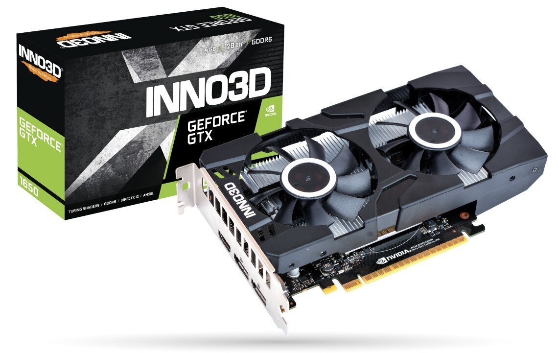 Videokarte Inno3D GeForce GTX 1650 GDDR6 Twin X2 (N16502-04D6X-1177VA25)  cena | 220.lv