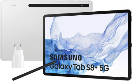 Planšete Samsung Galaxy Tab S8+ Sudrabains 128 GB 8 GB RAM 5G 12,4" cena un informācija | Planšetdatori | 220.lv