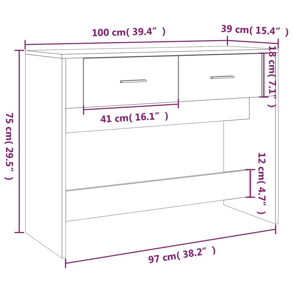 Konsoles galdiņš vidaXL, 100x39x75 cm, balts cena un informācija | Konsoles galdiņi | 220.lv