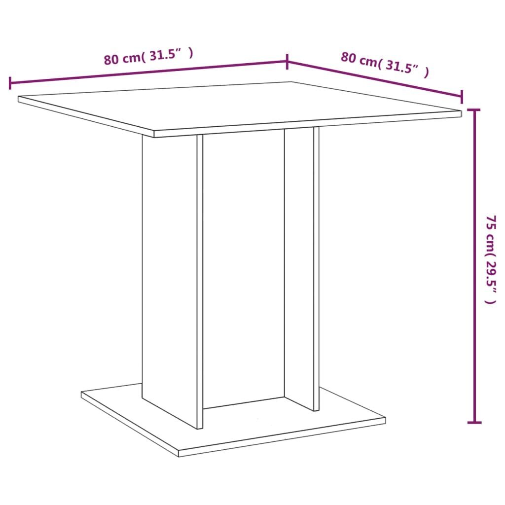 Ēdamgalds, 80x80x75cm, pelēks cena un informācija | Virtuves galdi, ēdamgaldi | 220.lv