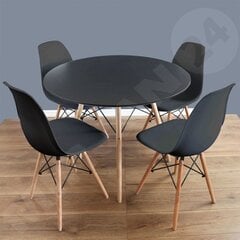 Galds LARRY ROUND + 4 BETTY krēsli- melns цена и информация | Комплекты мебели для столовой | 220.lv
