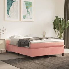 vidaXL atsperu gultas rāmis, rozā samts, 140x190 cm cena un informācija | Gultas | 220.lv