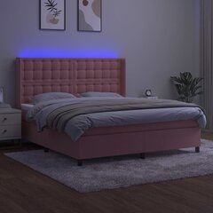 vidaXL atsperu gulta ar matraci, LED, rozā samts, 160x200 cm цена и информация | Кровати | 220.lv