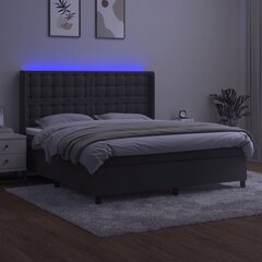 vidaXL atsperu gulta ar matraci, LED, tumši pelēks samts, 160x200 cm цена и информация | Кровати | 220.lv