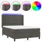 vidaXL atsperu gulta ar matraci, LED, tumši pelēks samts, 140x200 cm цена и информация | Gultas | 220.lv