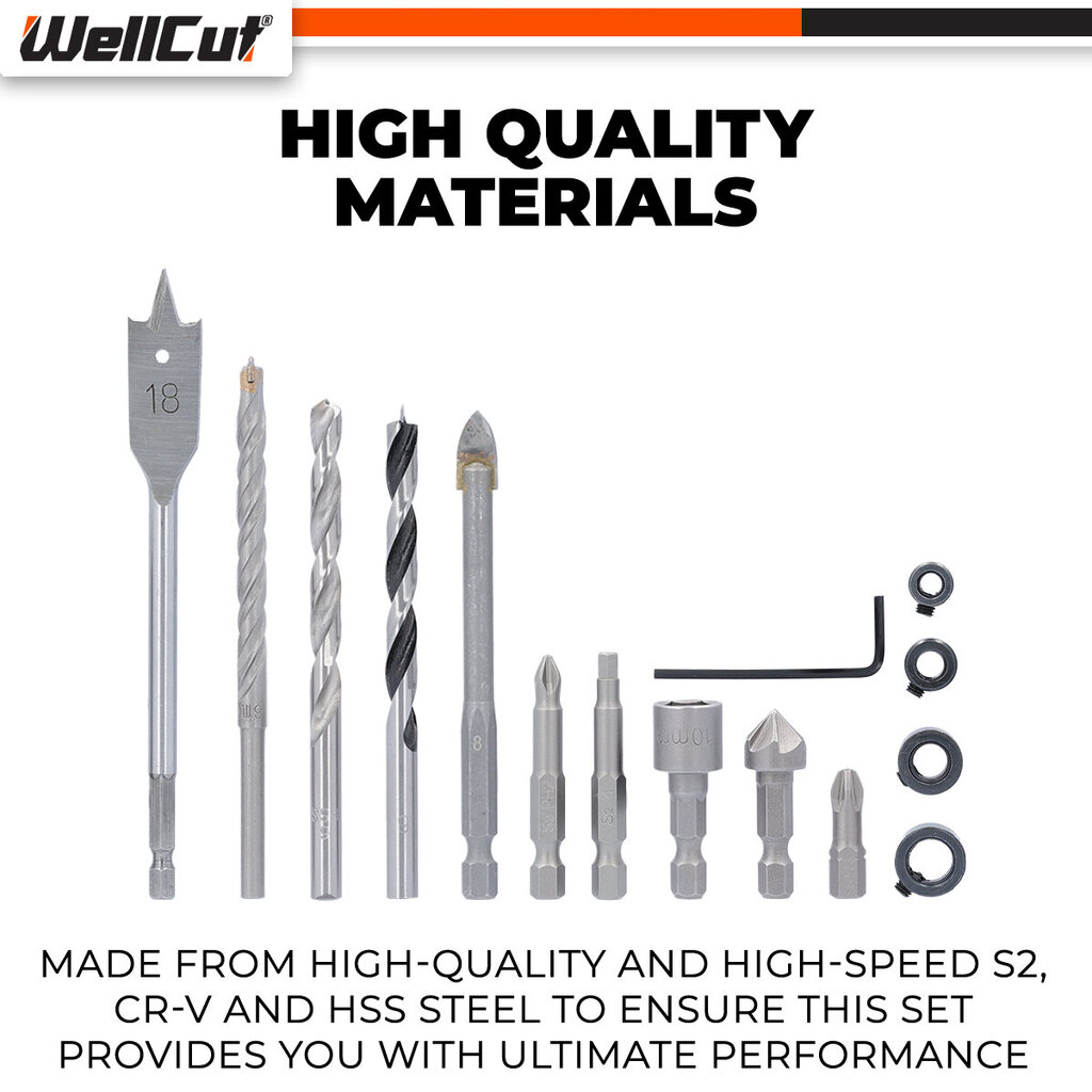 Urbju un vītņu uzgaļu komplekts, 62 gab. UK BRAND, WellCut® WC-DB62U cena un informācija | Rokas instrumenti | 220.lv