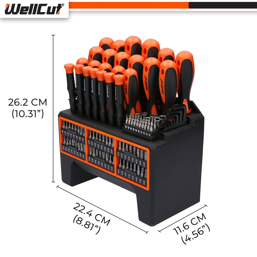 Skrūvgriežu un uzgaļu komplekts 114 gab. UK BRAND, WellCut® WC-SDB114S цена и информация | Rokas instrumenti | 220.lv