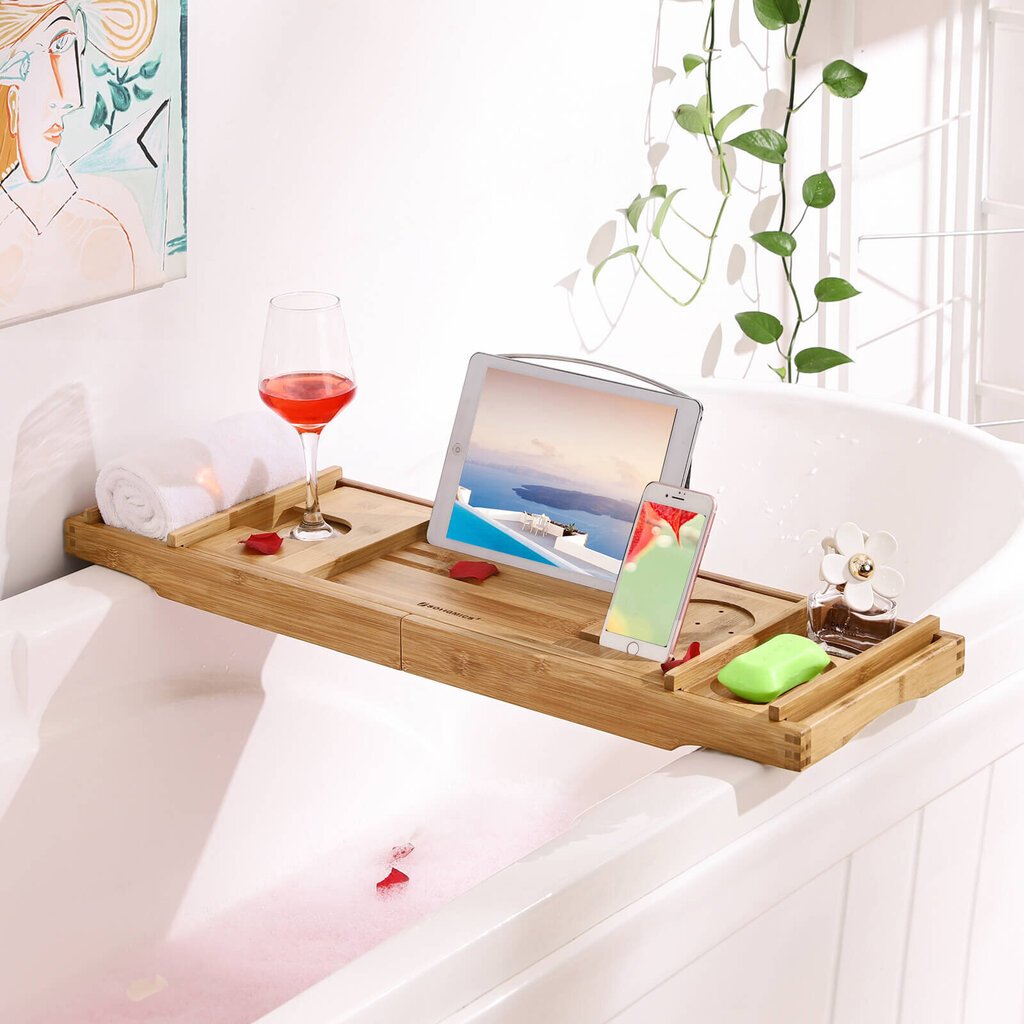 Bambusa vannas istabas plaukts/paplāte 109 cm цена и информация | Vannas istabas aksesuāri | 220.lv