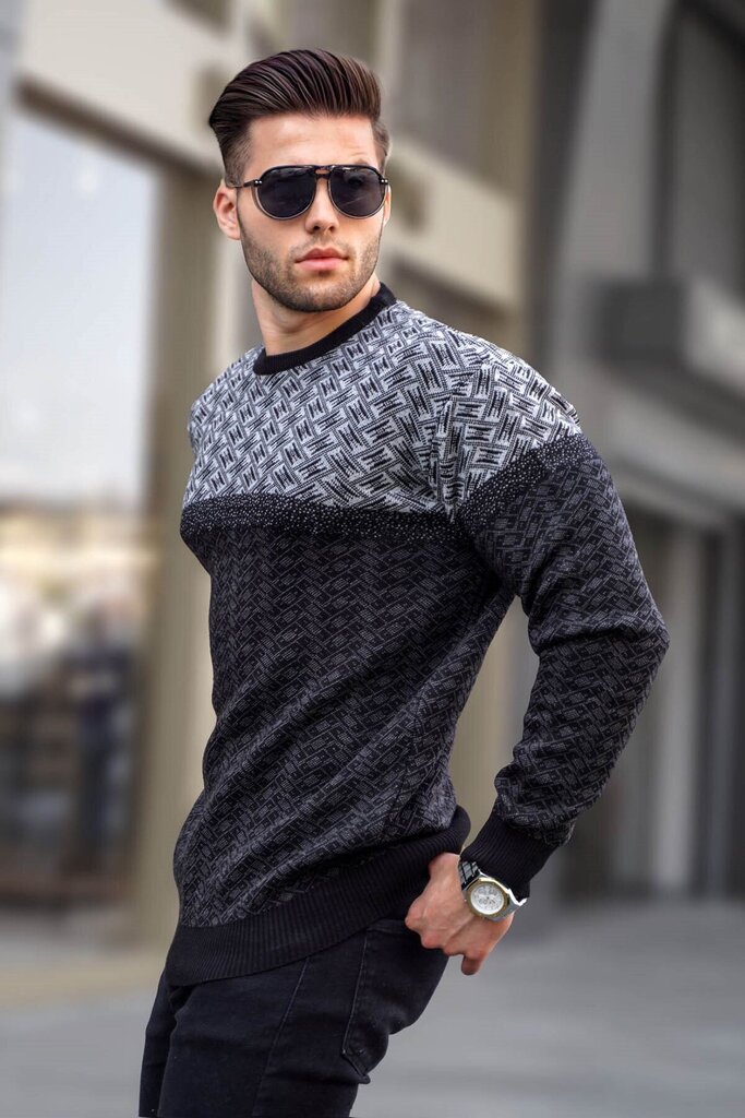 Vīriešu melns džemperis Boron PK5977-49823-XL cena un informācija | Vīriešu džemperi | 220.lv