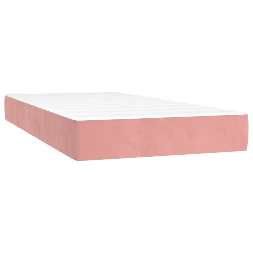 vidaXL atsperu gulta ar matraci, LED, rozā samts, 100x200 cm цена и информация | Gultas | 220.lv