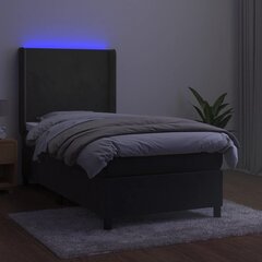 vidaXL atsperu gulta ar matraci, LED, tumši pelēks samts, 100x200 cm цена и информация | Кровати | 220.lv