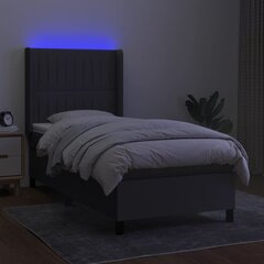 vidaXL atsperu gulta ar matraci, LED, tumši pelēks audums, 90x190 cm цена и информация | Кровати | 220.lv