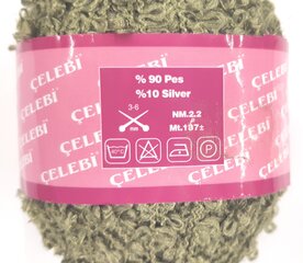 Пряжа для вязания Celebi Bukleron 72 г, цвет зеленый 1х3 цена и информация | Принадлежности для вязания | 220.lv