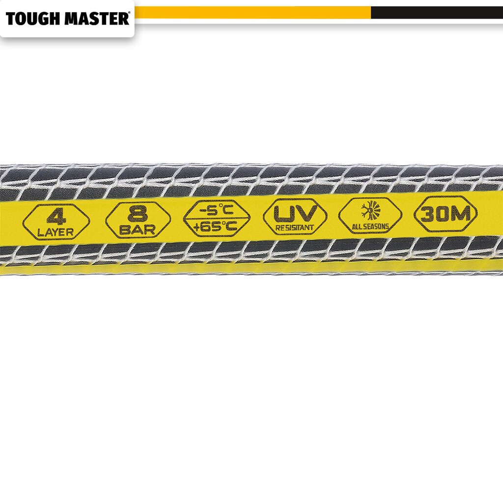 Dārza šļūtene, pastiprināta 30m. (-5°C iki +65°C) UK BRAND, TOUGH MASTER® TM-GH430C cena un informācija | Laistīšanas sistēmas | 220.lv