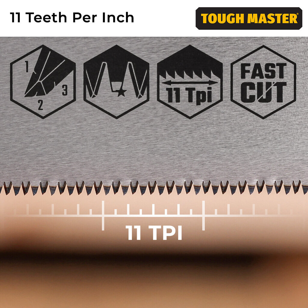 Rokas zāģis 500 mm 11TPI UK BRAND, TOUGH MASTER® TM-HS511V cena un informācija | Rokas instrumenti | 220.lv