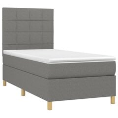 vidaXL atsperu gulta ar matraci, LED, tumši pelēks audums, 100x200 cm цена и информация | Кровати | 220.lv