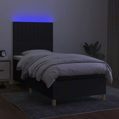 vidaXL atsperu gulta ar matraci, LED, melns audums, 90x200 cm цена и информация | Кровати | 220.lv