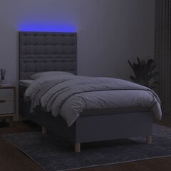 vidaXL atsperu gulta ar matraci, LED, gaiši pelēks audums, 100x200 cm цена и информация | Кровати | 220.lv