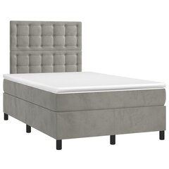 vidaXL atsperu gulta ar matraci, LED, gaiši pelēks samts, 120x200 cm цена и информация | Кровати | 220.lv