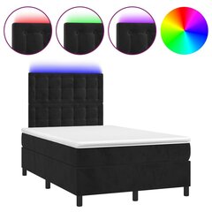 vidaXL atsperu gulta ar matraci, LED, melns samts, 120x200 cm цена и информация | Кровати | 220.lv