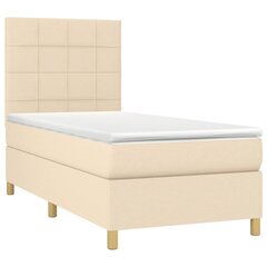 vidaXL atsperu gulta ar matraci, LED, krēmkrāsas audums, 90x200 cm цена и информация | Кровати | 220.lv