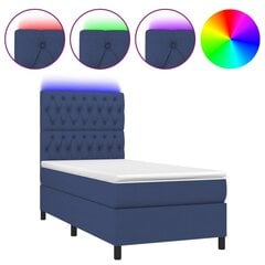 vidaXL atsperu gulta ar matraci, LED, zils audums, 90x200 cm cena un informācija | Gultas | 220.lv