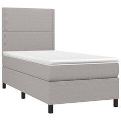 vidaXL atsperu gulta ar matraci, LED, gaiši pelēks audums, 100x200 cm cena un informācija | Gultas | 220.lv